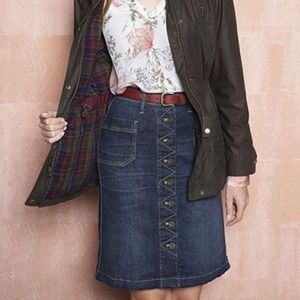 ORVIS Women's Button Front Stretch Denim Skirt 4